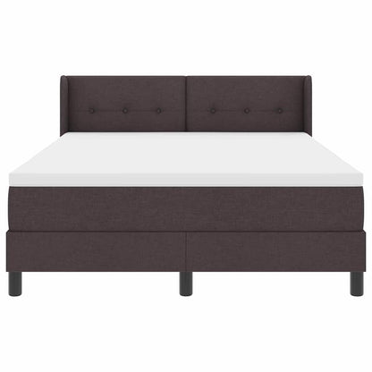 Postel S Boxspringem S Čelo Tmavě Hnědá 200 X 140 Cm Textil