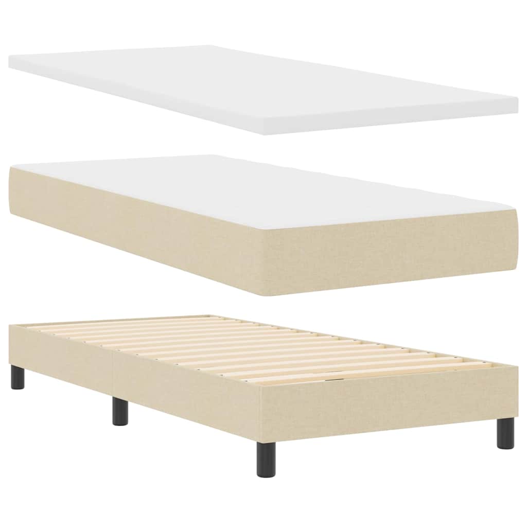 Postel S Boxspringem S Čelo Krémová 200 X 140 Cm Textil
