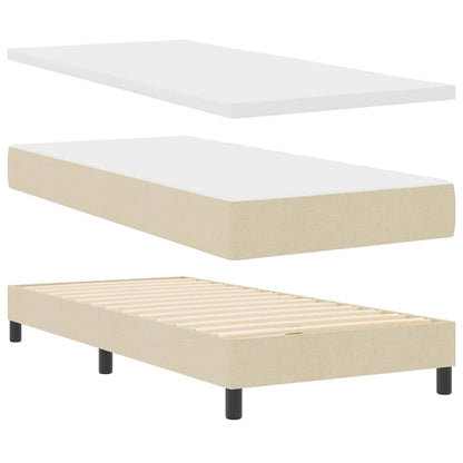 Postel S Boxspringem S Čelo Krémová 200 X 140 Cm Textil