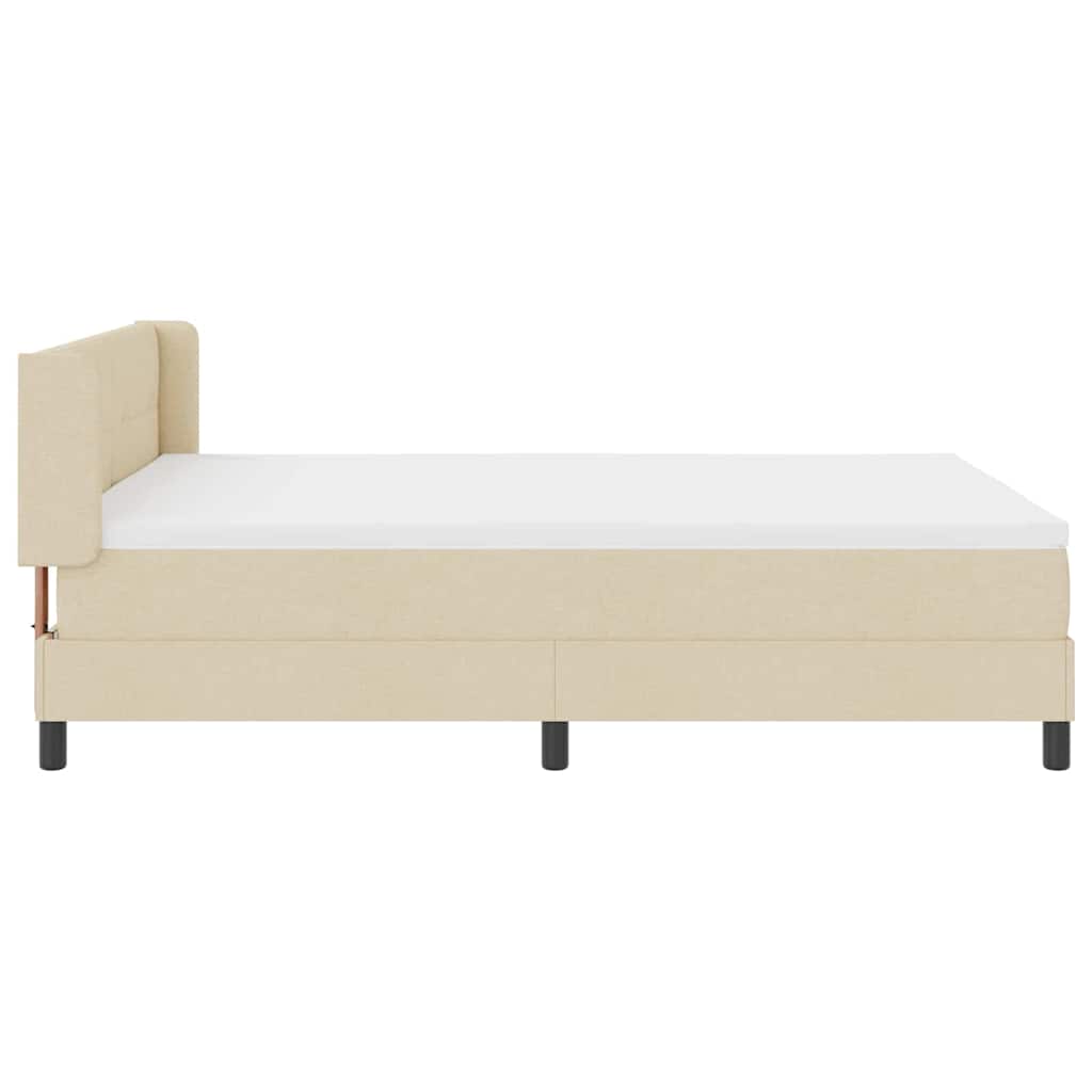 Postel S Boxspringem S Čelo Krémová 200 X 140 Cm Textil