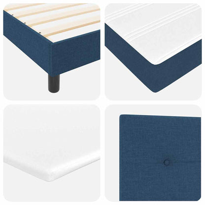 Postel S Boxspringem S Čelo Modrá 200 X 140 Cm Textil