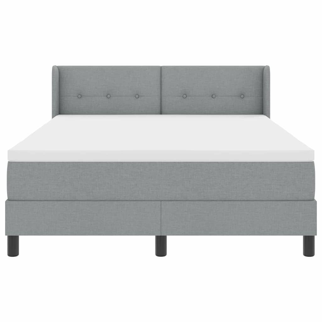 Postel S Boxspringem S Čelo Světle Šedá 200 X 160 Cm Textil