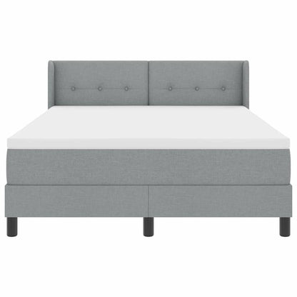 Postel S Boxspringem S Čelo Světle Šedá 200 X 160 Cm Textil