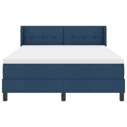 Postel S Boxspringem S Čelo Modrá 200 X 160 Cm Textil
