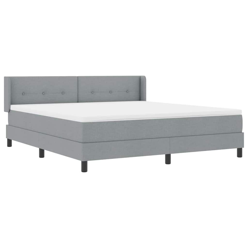 Postel S Boxspringem S Čelo Světle Šedá 200 X 180 Cm Textil