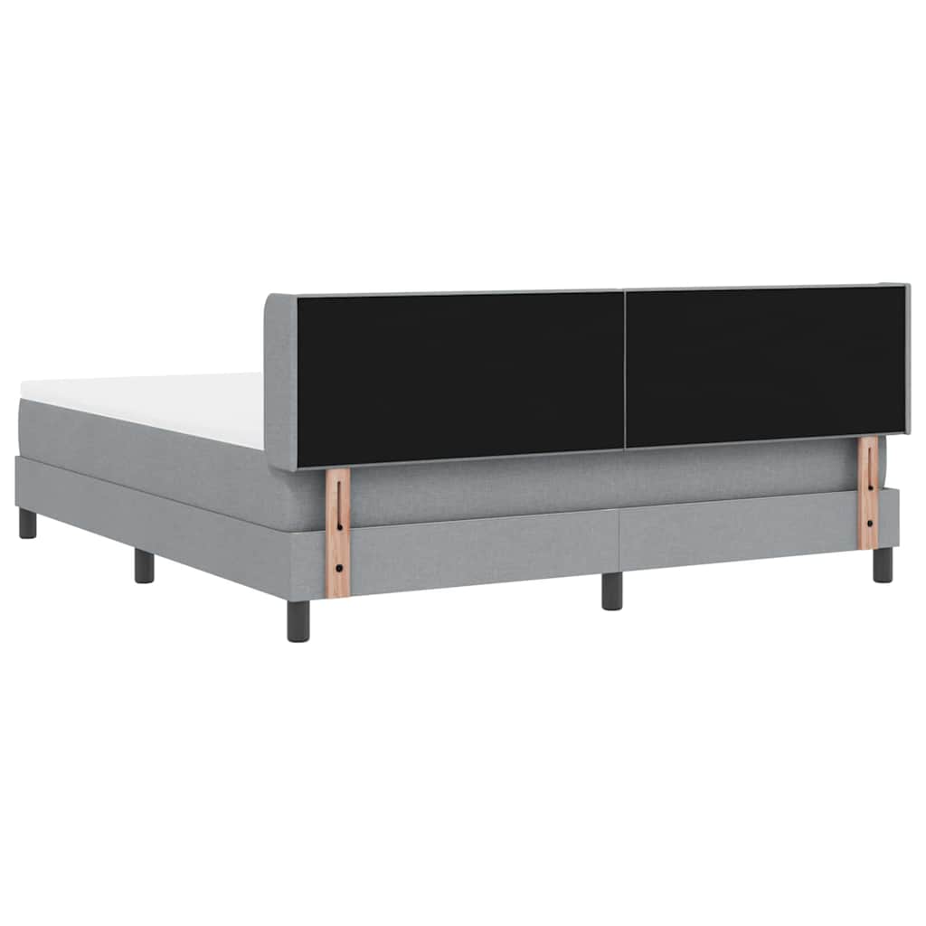 Postel S Boxspringem S Čelo Světle Šedá 200 X 180 Cm Textil