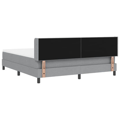 Postel S Boxspringem S Čelo Světle Šedá 200 X 180 Cm Textil