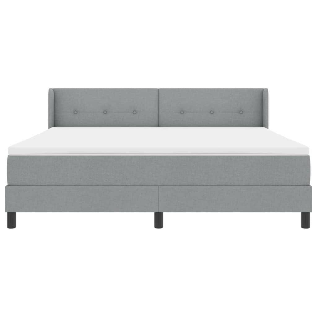 Postel S Boxspringem S Čelo Světle Šedá 200 X 180 Cm Textil