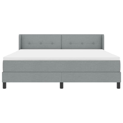 Postel S Boxspringem S Čelo Světle Šedá 200 X 180 Cm Textil