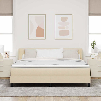 Postel S Boxspringem S Čelo Krémová 200 X 180 Cm Textil