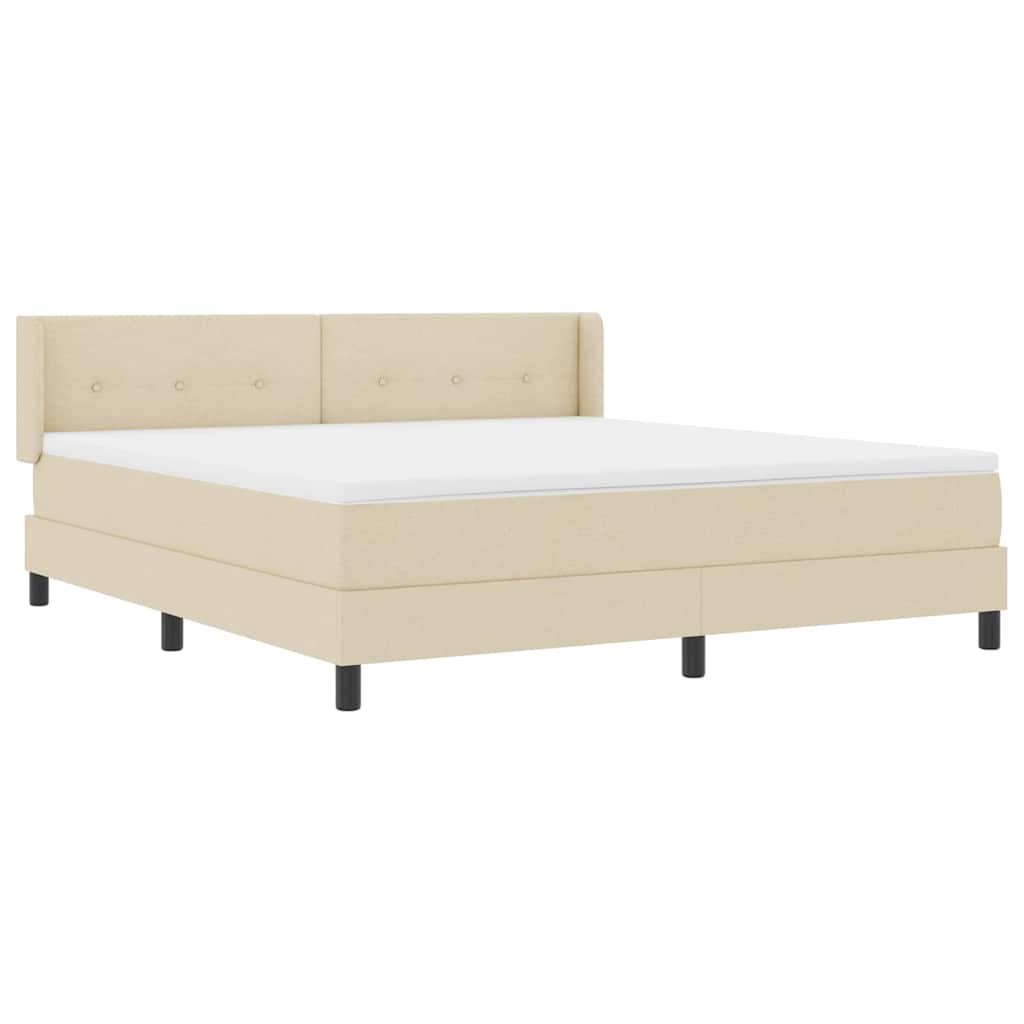Postel S Boxspringem S Čelo Krémová 200 X 180 Cm Textil