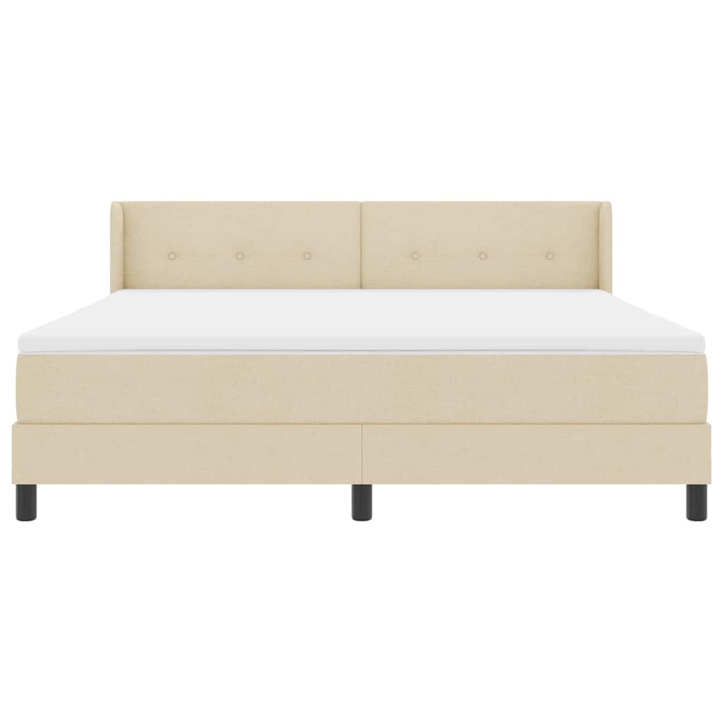 Postel S Boxspringem S Čelo Krémová 200 X 180 Cm Textil