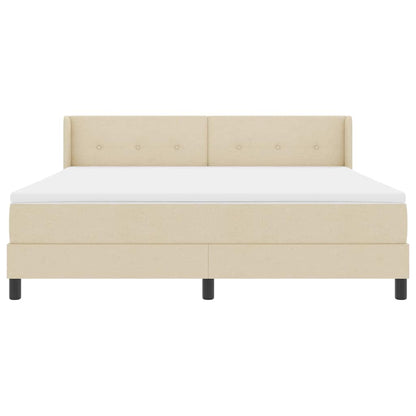 Postel S Boxspringem S Čelo Krémová 200 X 180 Cm Textil