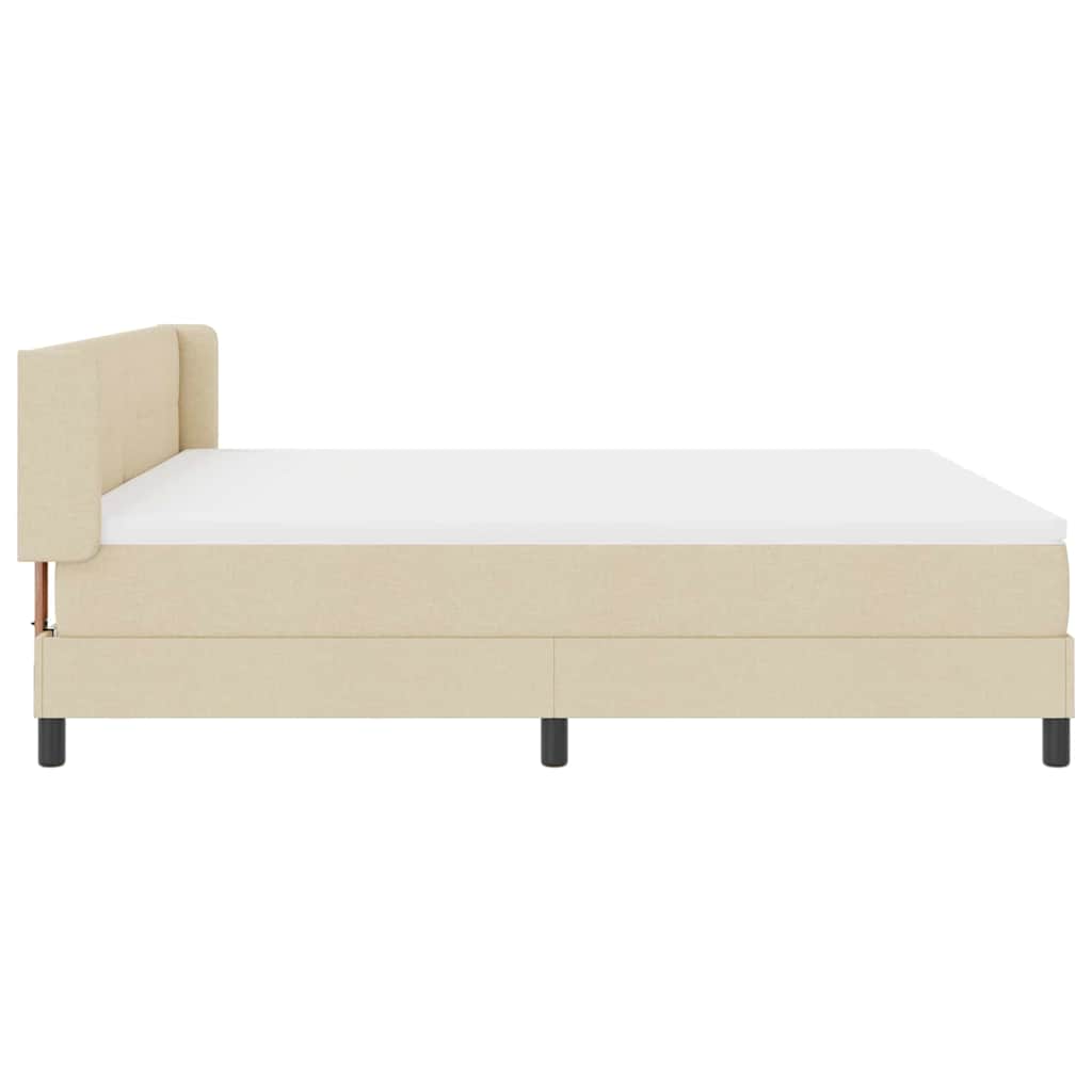 Postel S Boxspringem S Čelo Krémová 200 X 180 Cm Textil