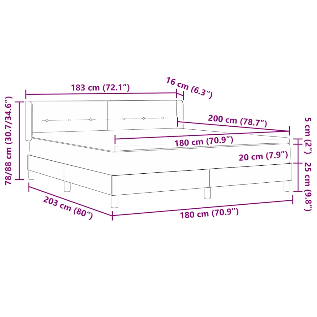 Postel S Boxspringem S Čelo Krémová 200 X 180 Cm Textil