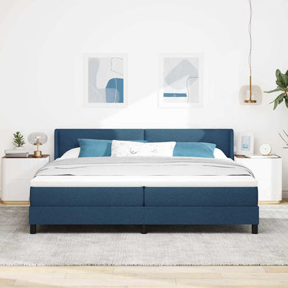 Postel S Boxspringem S Čelo Modrá 200 X 200 Cm Textil