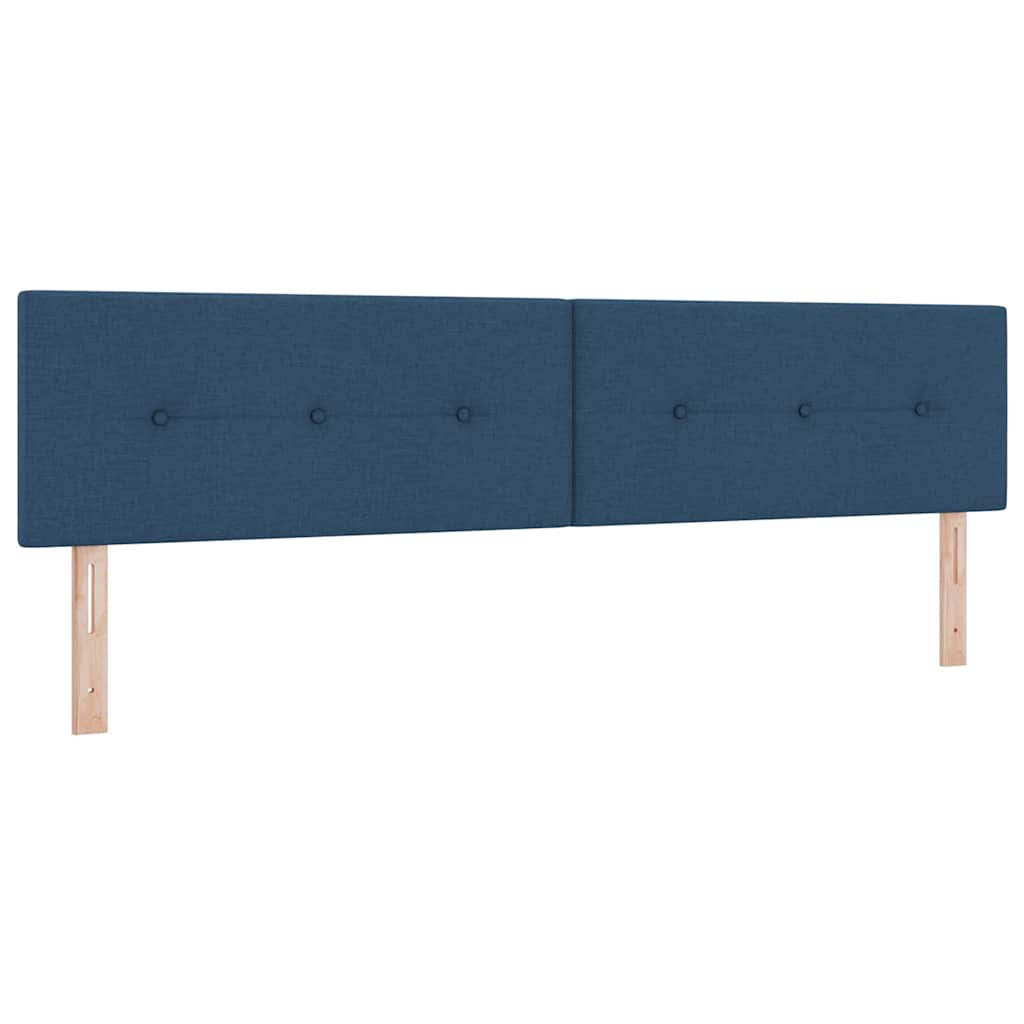 Postel S Boxspringem S Čelo Modrá 200 X 200 Cm Textil