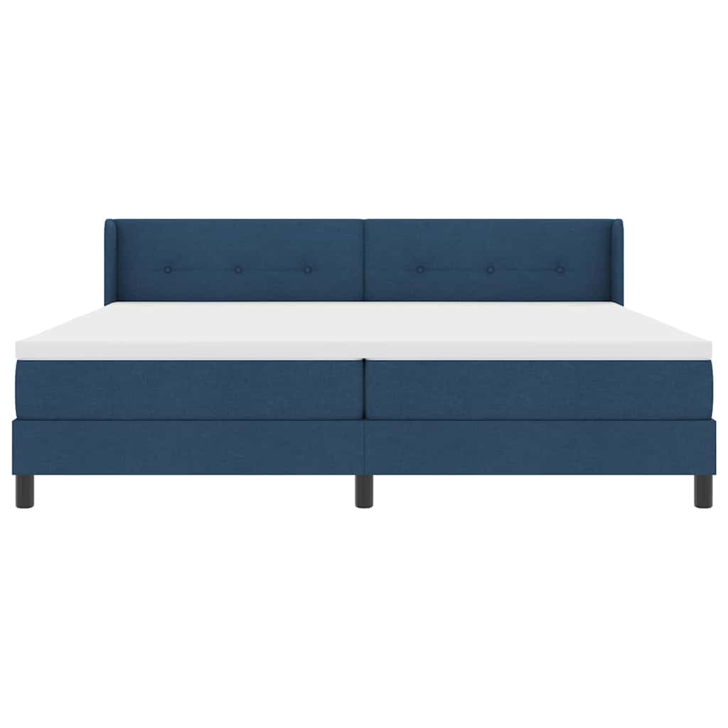 Postel S Boxspringem S Čelo Modrá 200 X 200 Cm Textil