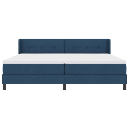 Postel S Boxspringem S Čelo Modrá 200 X 200 Cm Textil