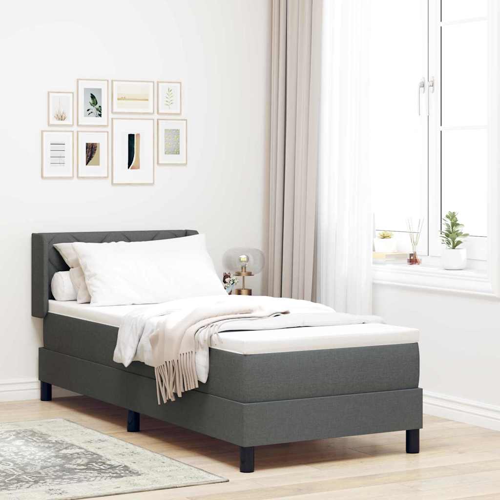 Postel S Boxspringem S Čelo Tmavě Šedá 200 X 80 Cm Textil