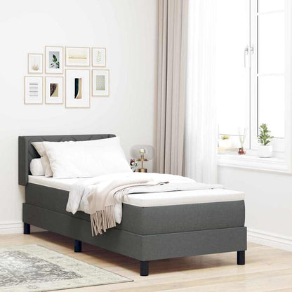 Postel S Boxspringem S Čelo Tmavě Šedá 200 X 80 Cm Textil