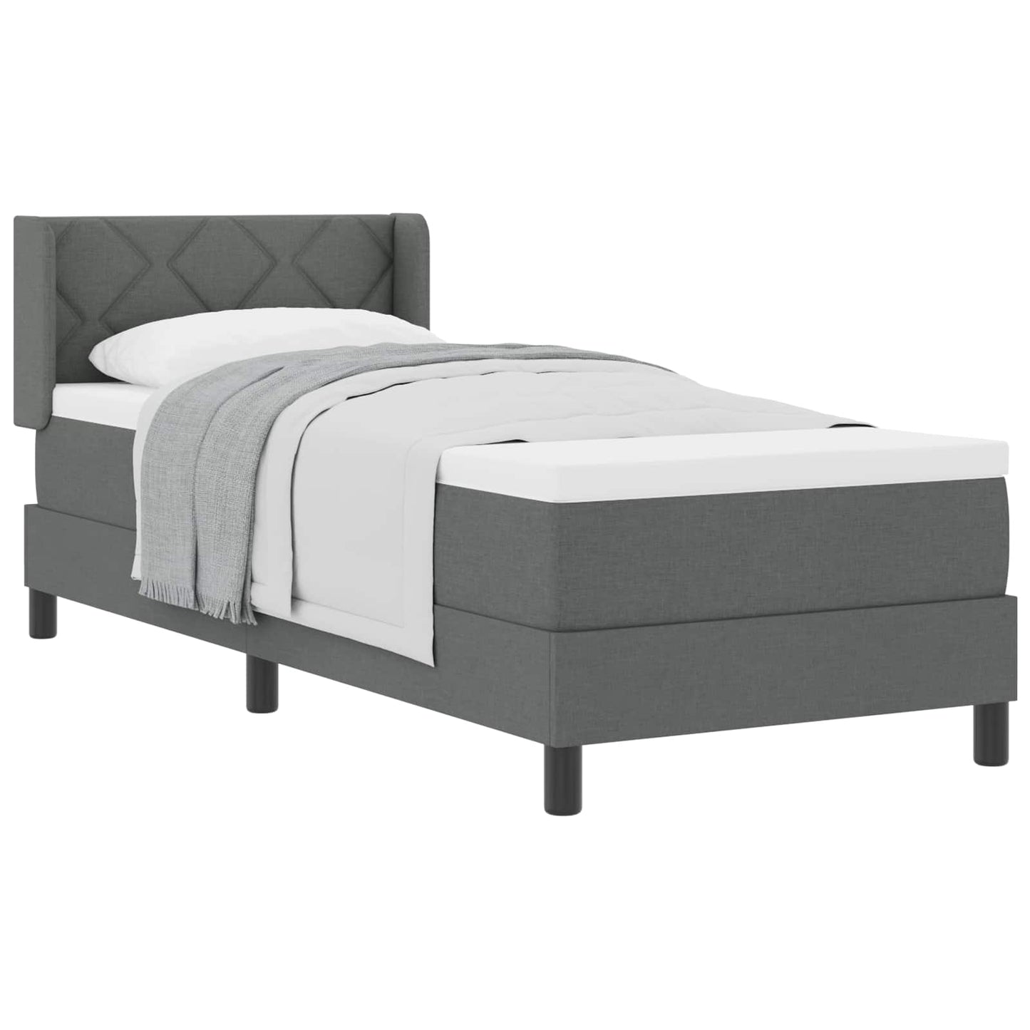 Postel S Boxspringem S Čelo Tmavě Šedá 200 X 80 Cm Textil