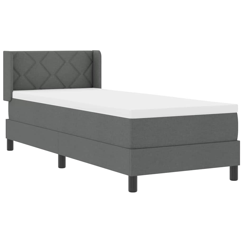 Postel S Boxspringem S Čelo Tmavě Šedá 200 X 80 Cm Textil