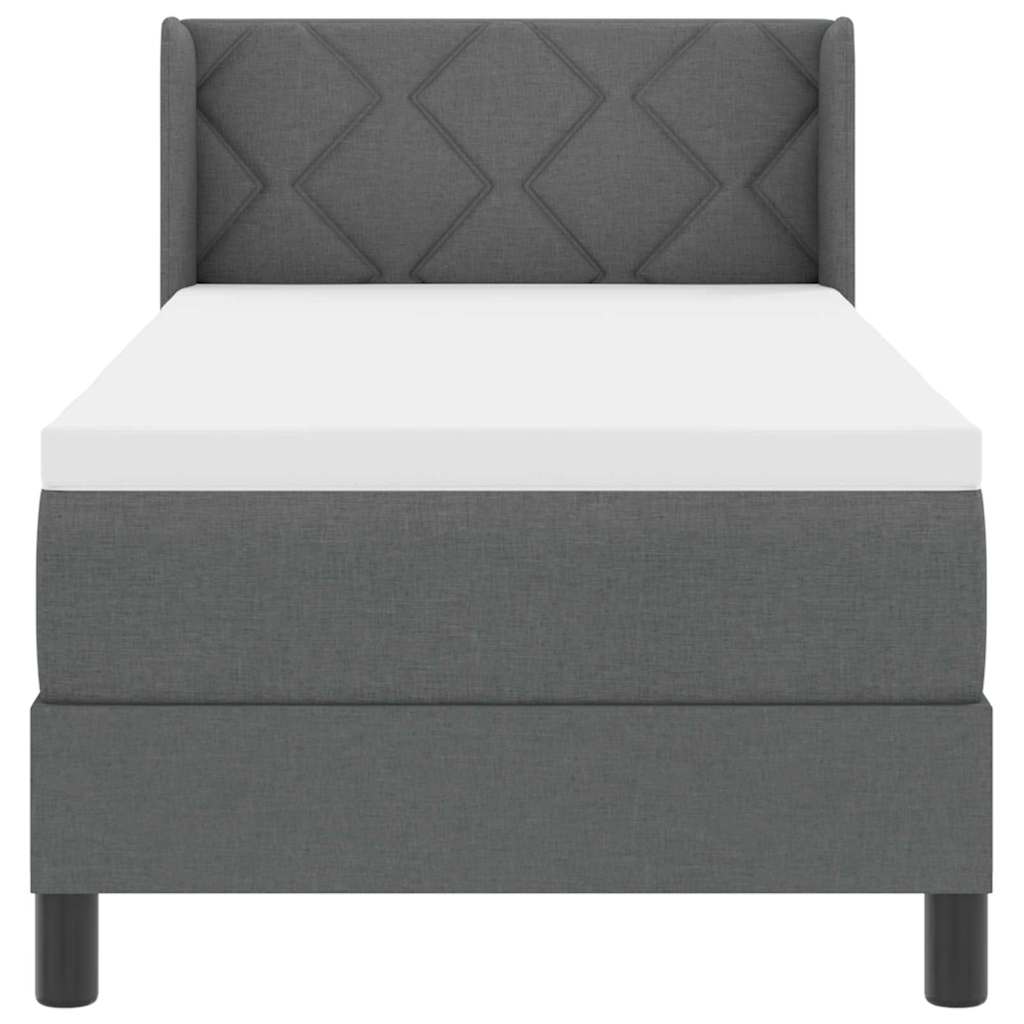 Postel S Boxspringem S Čelo Tmavě Šedá 200 X 80 Cm Textil