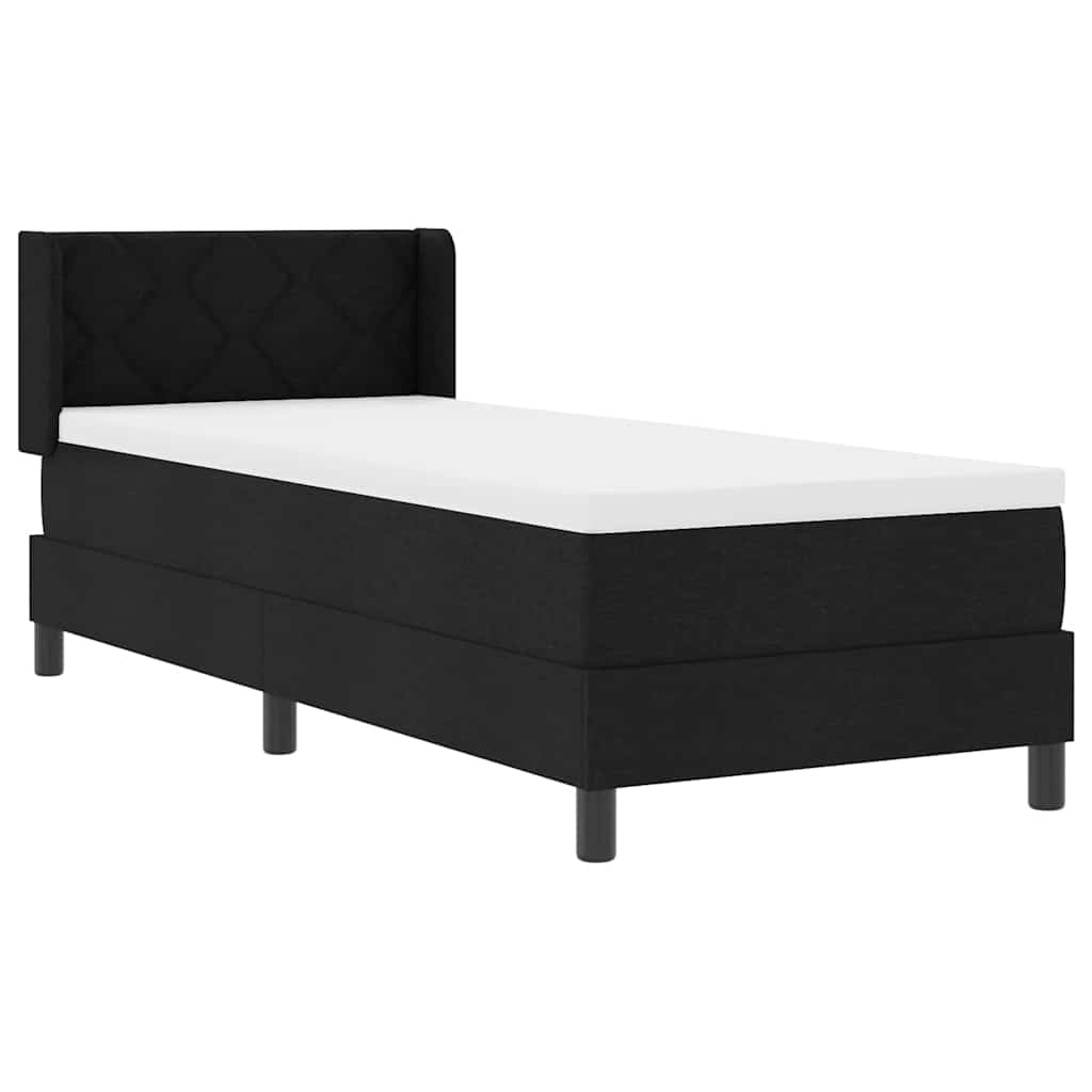 Postel S Boxspringem S Čelo Černý 200 X 80 Cm Textil