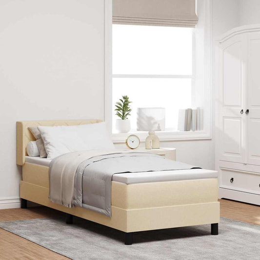 Postel S Boxspringem S Čelo Krémová 200 X 80 Cm Textil