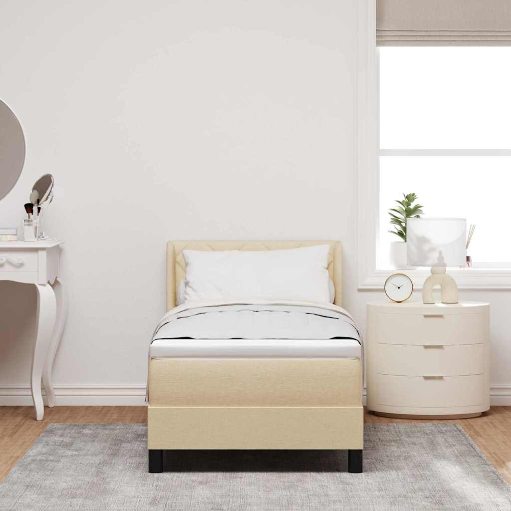 Postel S Boxspringem S Čelo Krémová 200 X 80 Cm Textil
