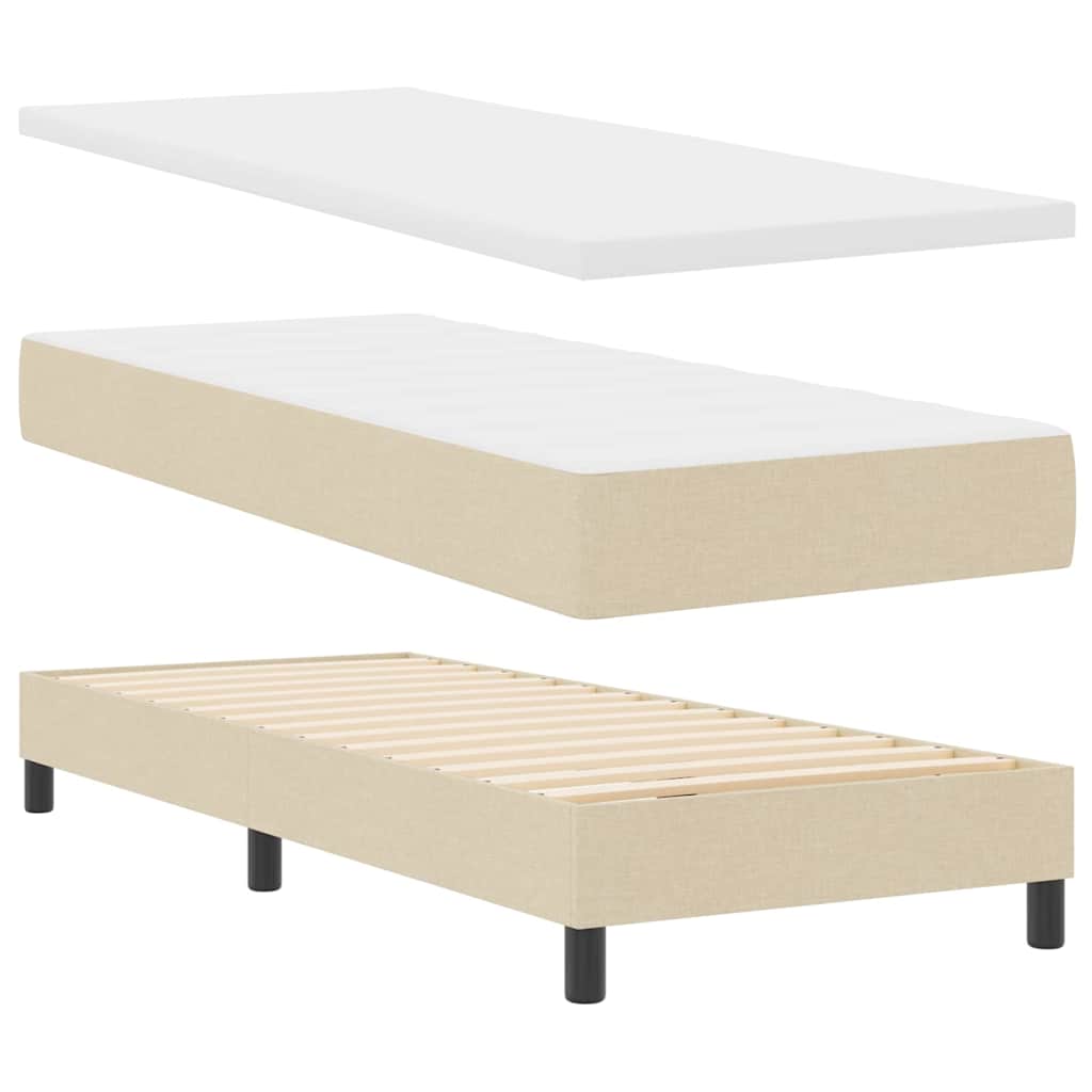 Postel S Boxspringem S Čelo Krémová 200 X 80 Cm Textil