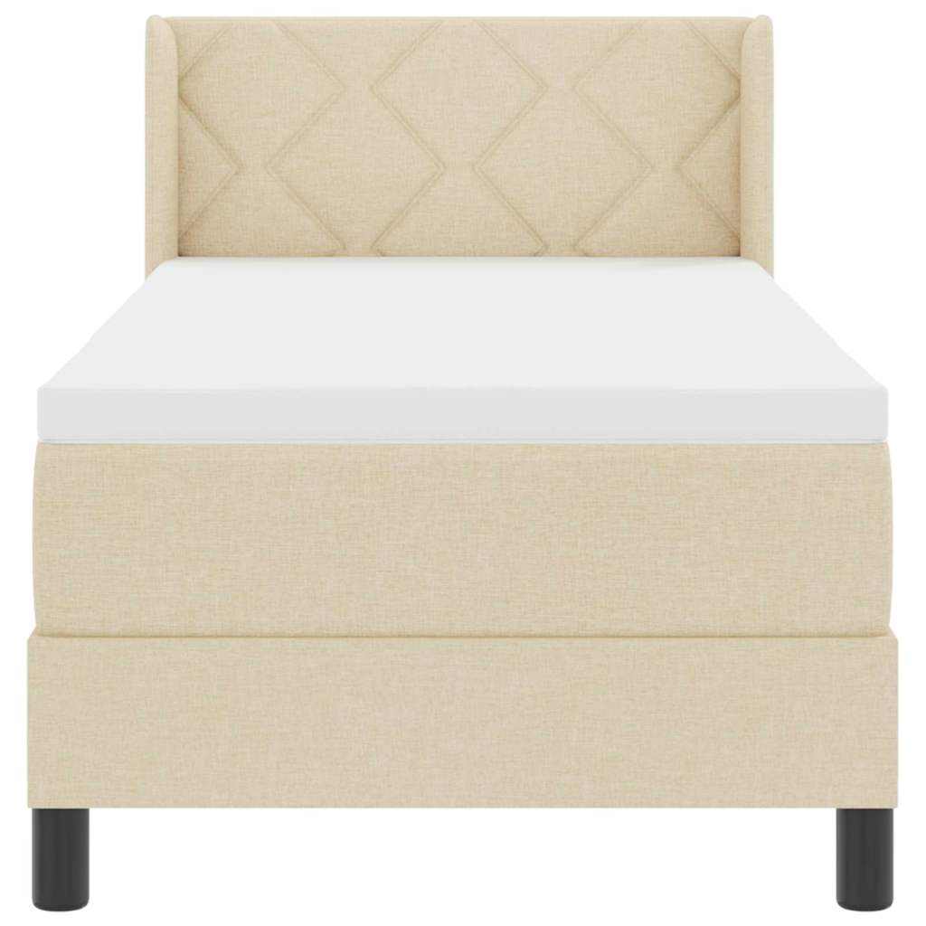 Postel S Boxspringem S Čelo Krémová 200 X 80 Cm Textil