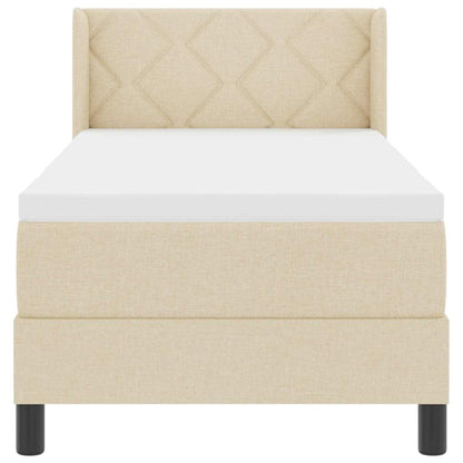 Postel S Boxspringem S Čelo Krémová 200 X 80 Cm Textil