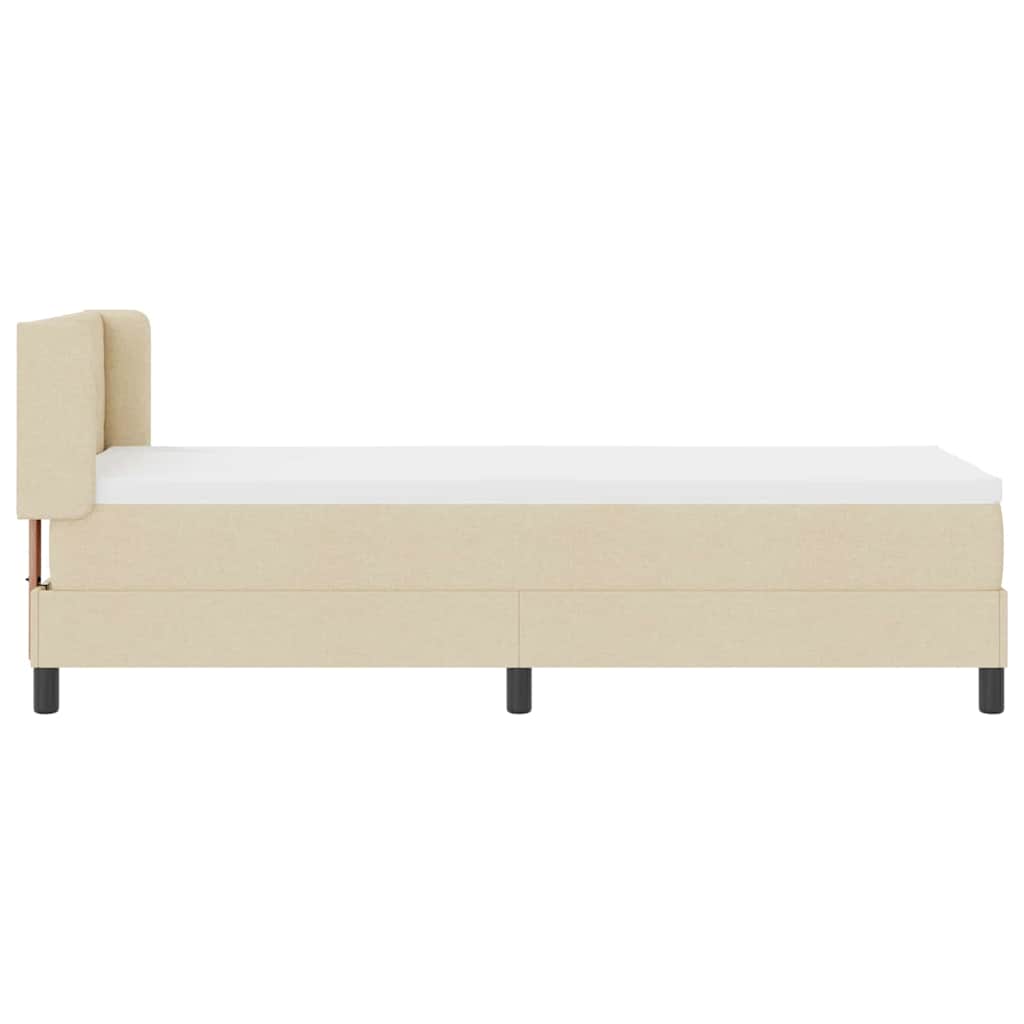 Postel S Boxspringem S Čelo Krémová 200 X 80 Cm Textil