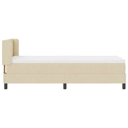 Postel S Boxspringem S Čelo Krémová 200 X 80 Cm Textil