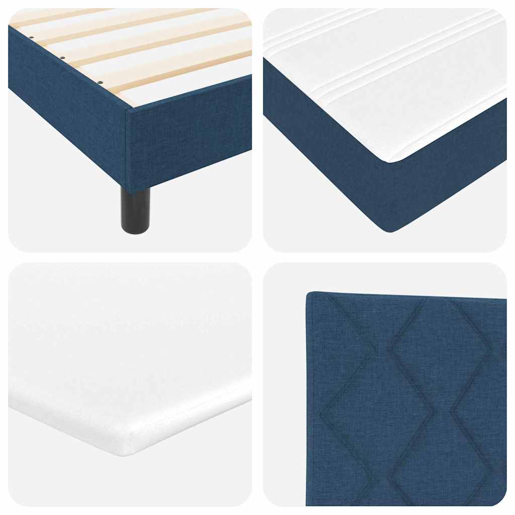 Postel S Boxspringem S Čelo Modrá 200 X 80 Cm Textil