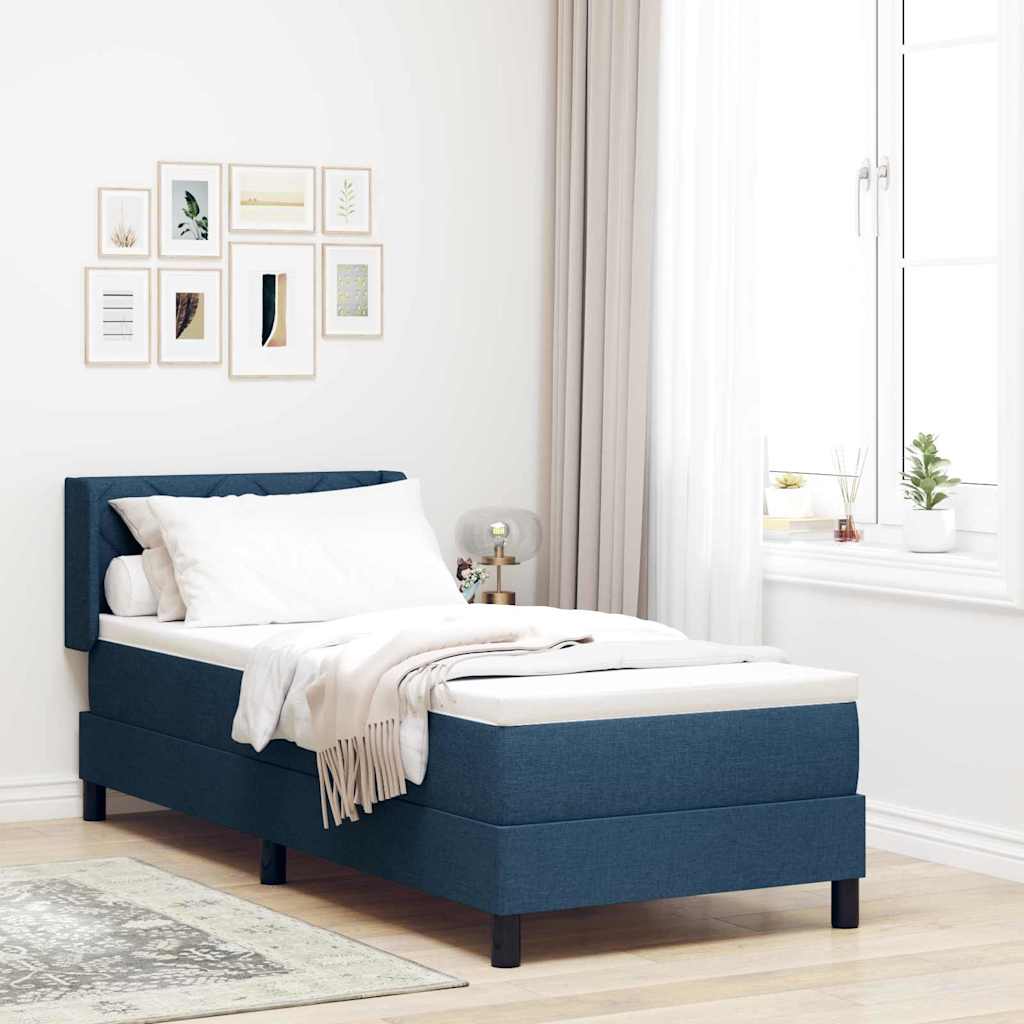 Postel S Boxspringem S Čelo Modrá 200 X 80 Cm Textil