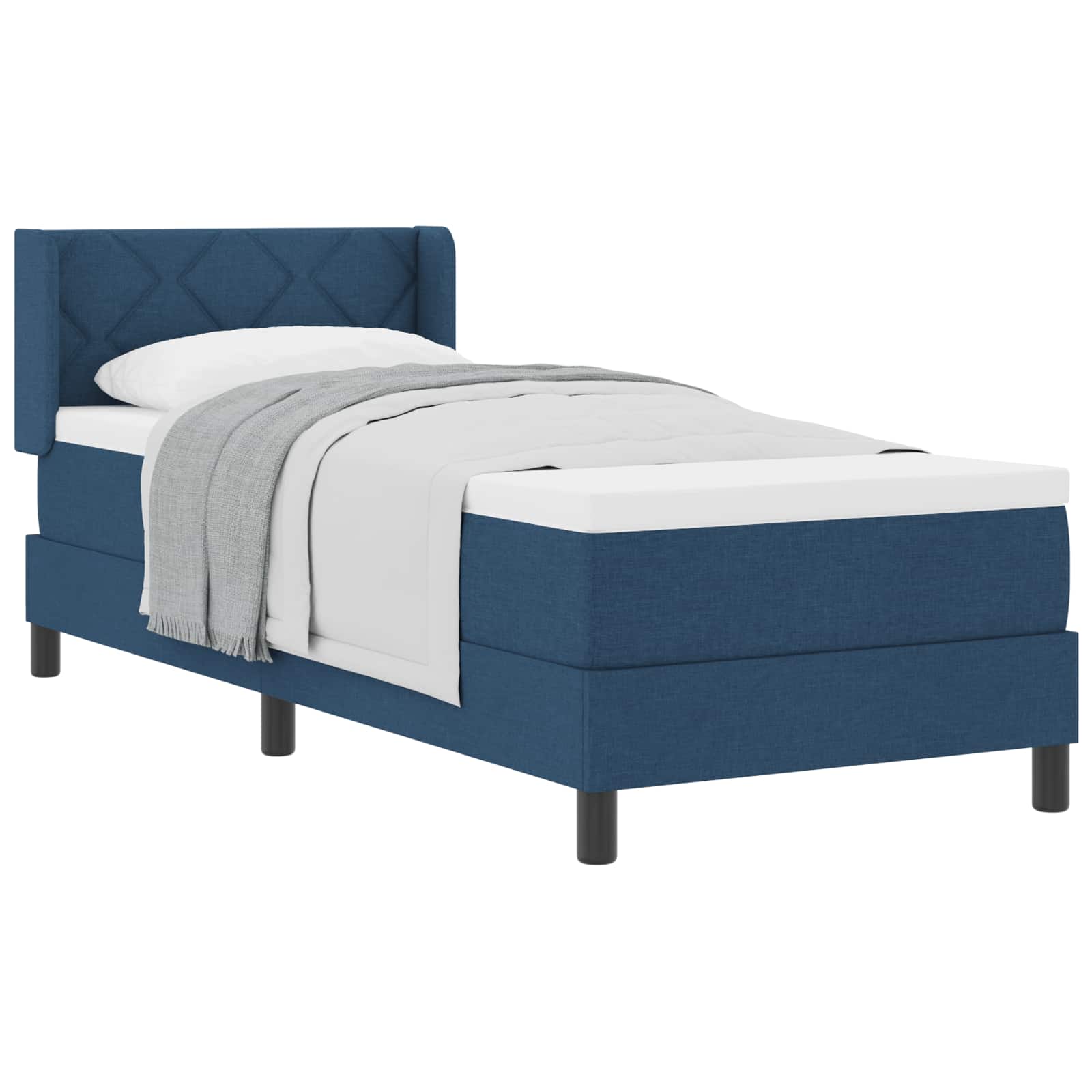 Postel S Boxspringem S Čelo Modrá 200 X 80 Cm Textil