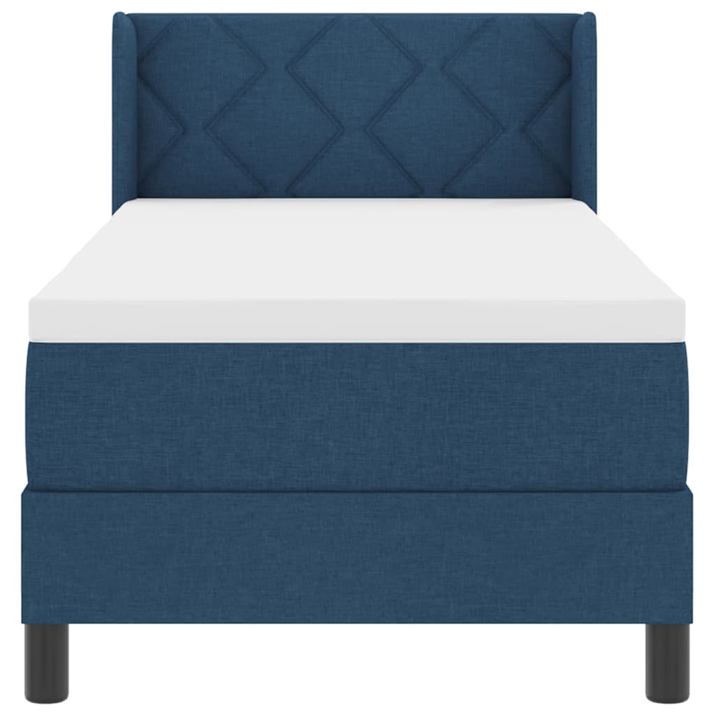 Postel S Boxspringem S Čelo Modrá 200 X 80 Cm Textil