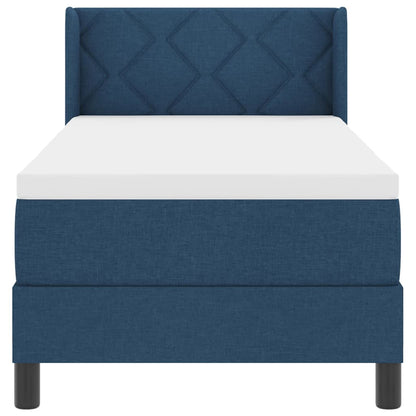 Postel S Boxspringem S Čelo Modrá 200 X 80 Cm Textil