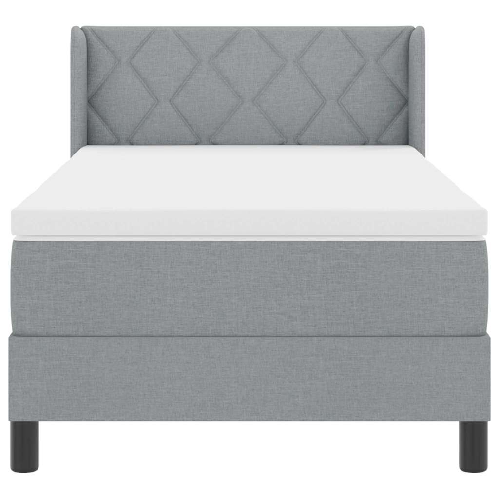 Postel S Boxspringem S Čelo Světle Šedá 190 X 90 Cm Textil