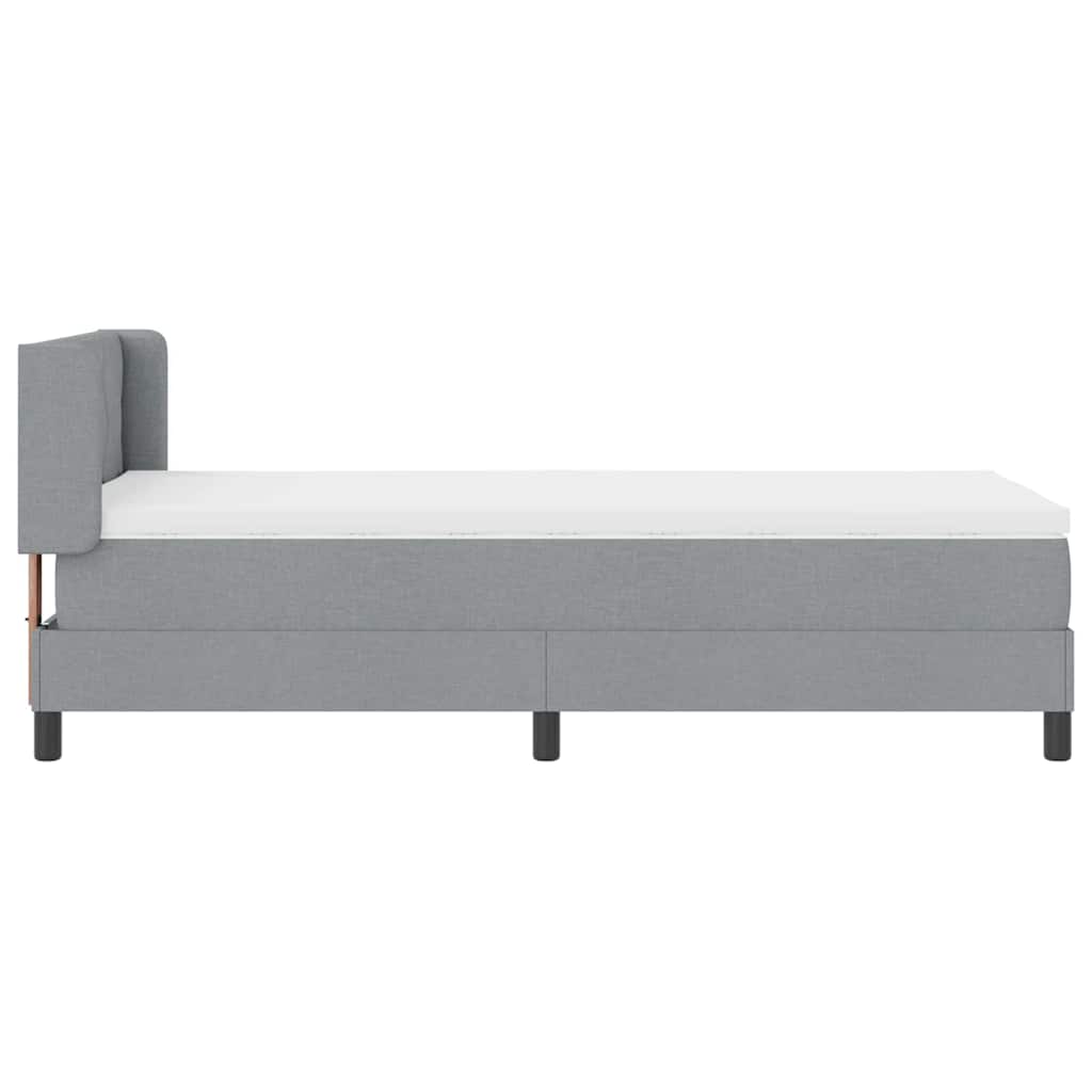Postel S Boxspringem S Čelo Světle Šedá 190 X 90 Cm Textil