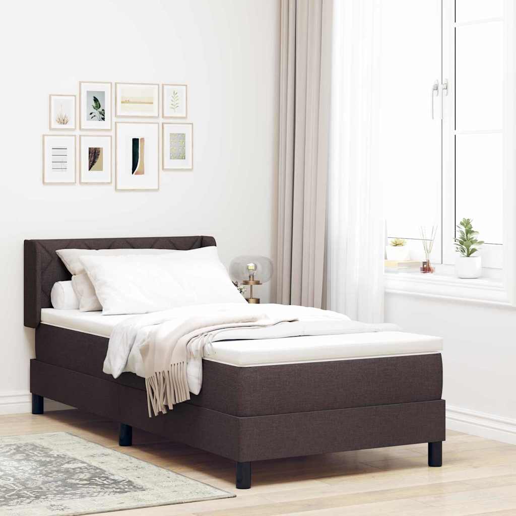 Postel S Boxspringem S Čelo Tmavě Hnědá 190 X 90 Cm Textil