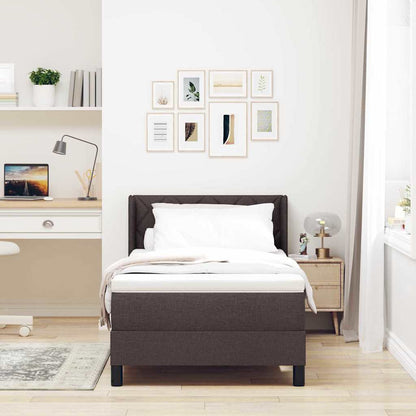 Postel S Boxspringem S Čelo Tmavě Hnědá 190 X 90 Cm Textil