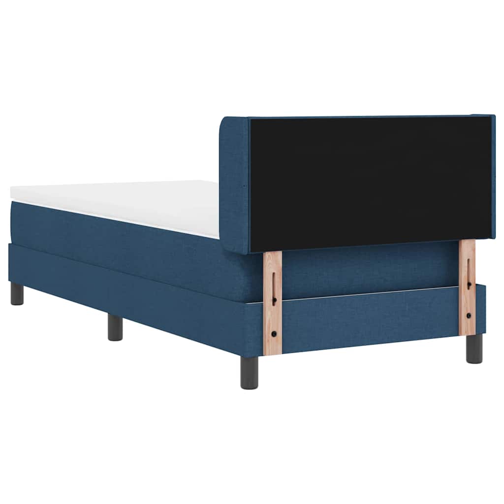 Postel S Boxspringem S Čelo Modrá 190 X 90 Cm Textil