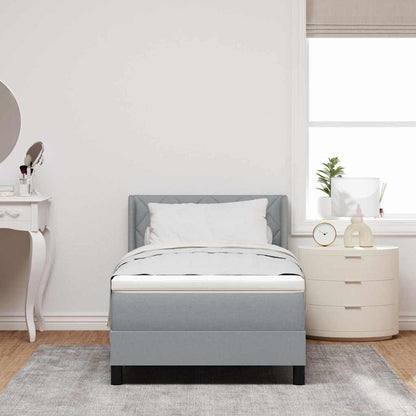 Postel S Boxspringem S Čelo Světle Šedá 200 X 90 Cm Textil