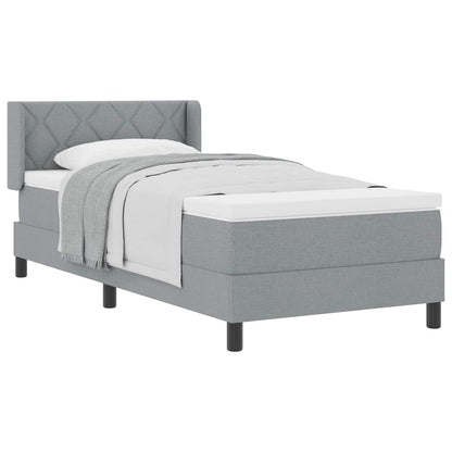Postel S Boxspringem S Čelo Světle Šedá 200 X 90 Cm Textil