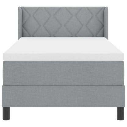 Postel S Boxspringem S Čelo Světle Šedá 200 X 90 Cm Textil