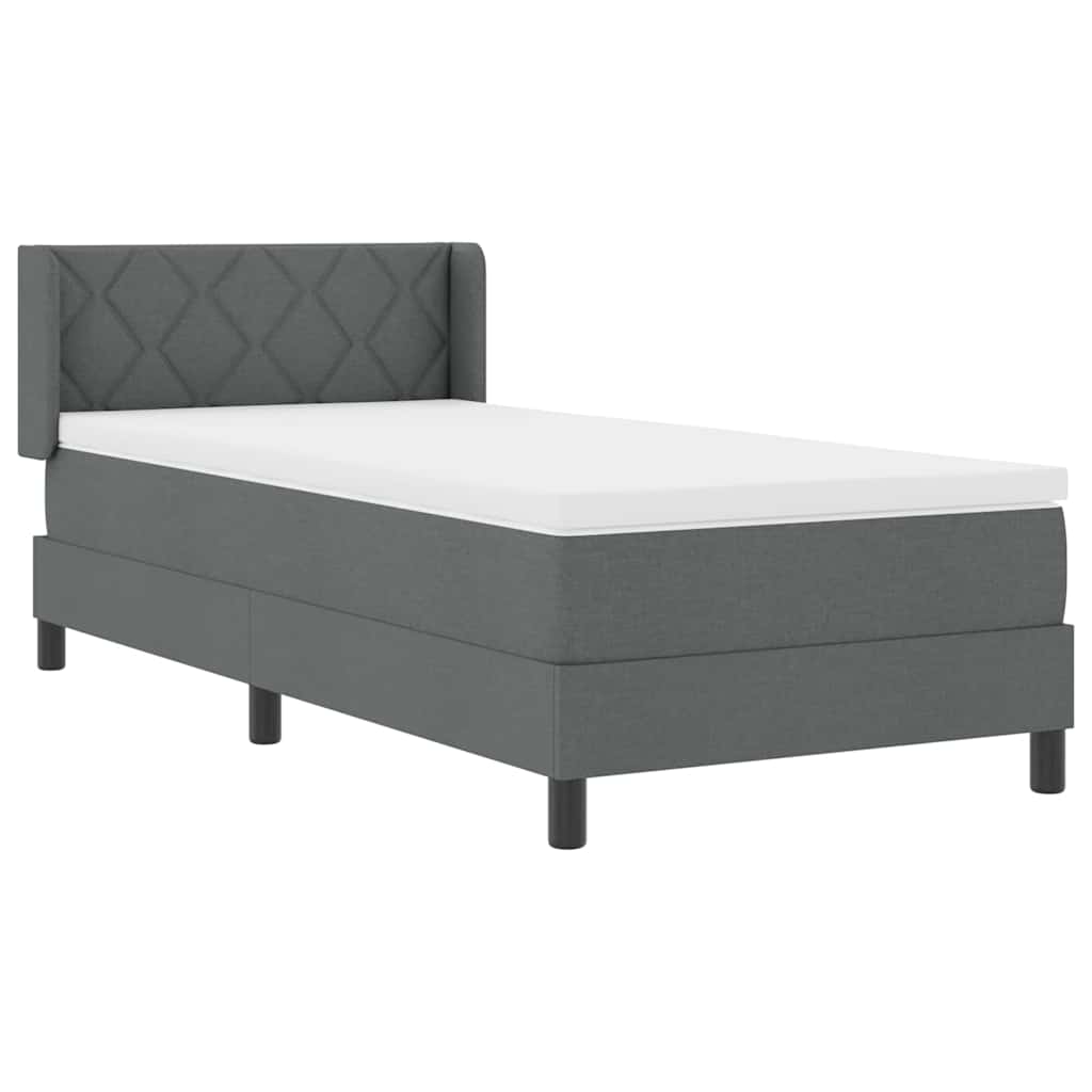 Postel S Boxspringem S Čelo Tmavě Šedá 200 X 90 Cm Textil